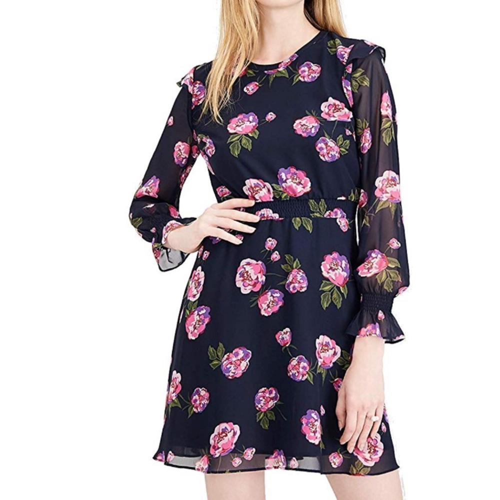 Maison Jules Printed Smocked Fit Flare adress